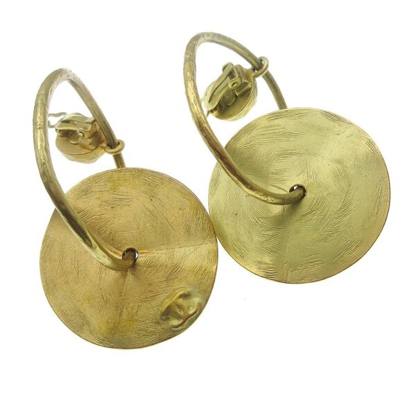 Chanel Hoop Dangle Earrings Clip-On Gold 94A 68500 - Picture 3 of 4